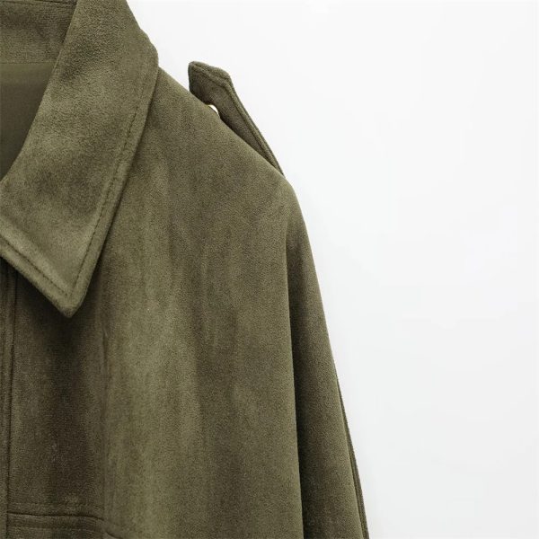 Balloned Waist Suede Leather Jacket - Image 3