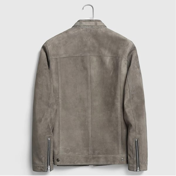 Gray Riding Leather Jacket - Image 3