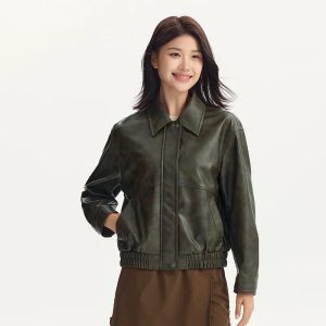 Collar Style Leather Jacket