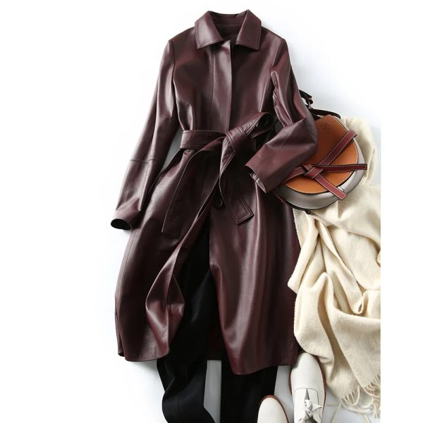 Leather Trench Coat Women's - Image 4