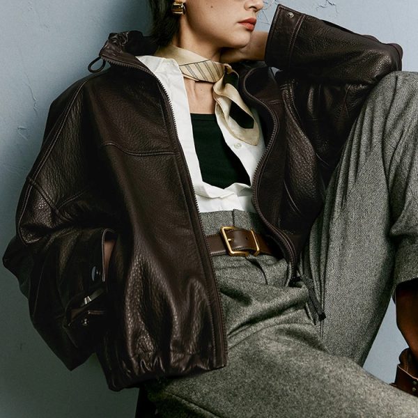 Balloned Oversize Leather Jacket - Image 3