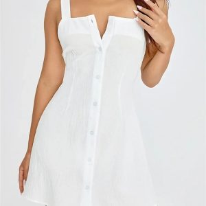 Truly Aglow Ivory Tweed Button-Front Sleeveless Mini Dress