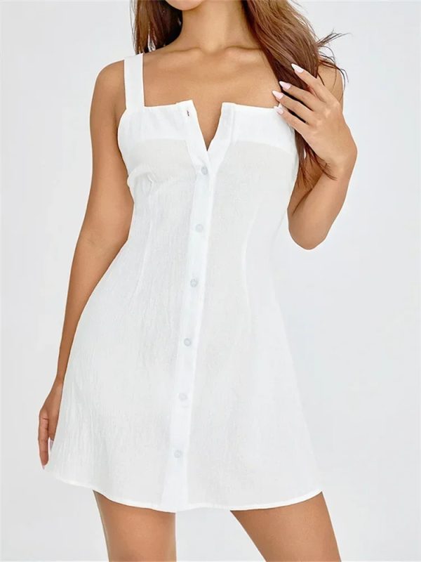 Truly Aglow Ivory Tweed Button-Front Sleeveless Mini Dress