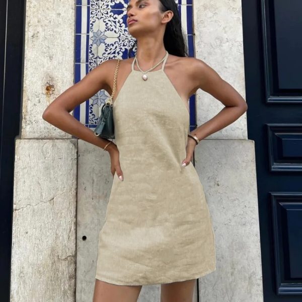 Beach Halter Neck Mini Dress - Image 3