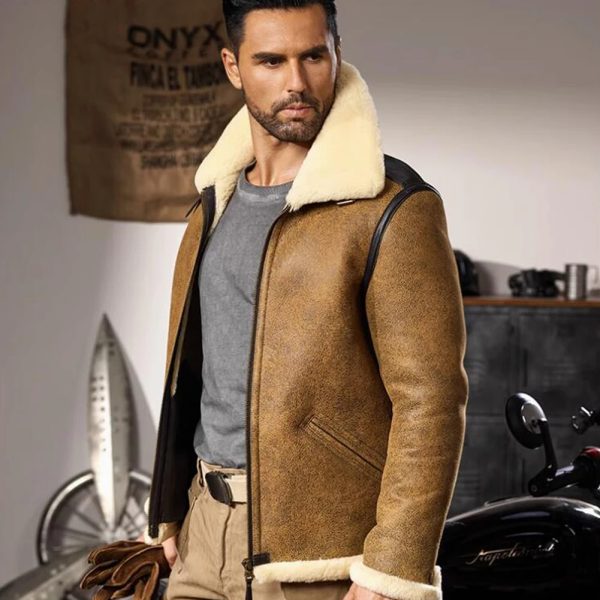 Pilot Shearling Leather Jacket - Image 3