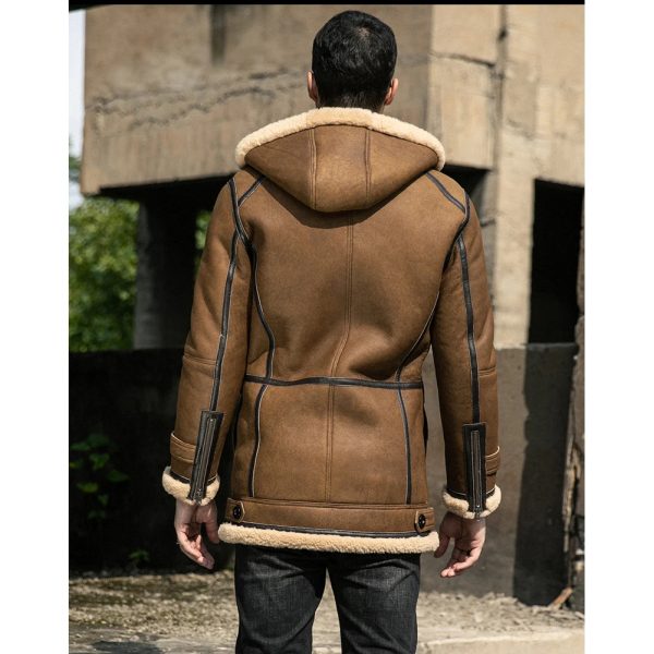 Fur Hooded Leather Jacket - Image 4