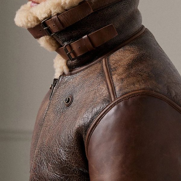 Leather-Trim Shearling Leather Jacket - Image 5