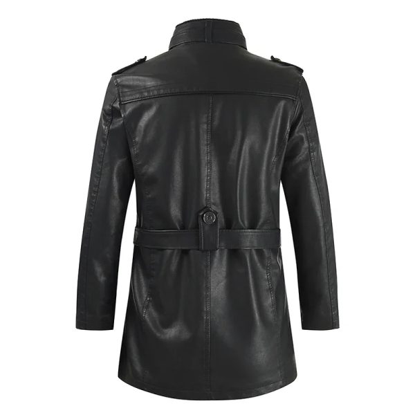 3/4 Warm Leather Trench Coat - Image 2