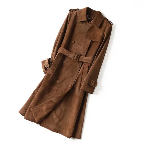Jennifer Lopez Brown Suede Trench Coat - Image 5
