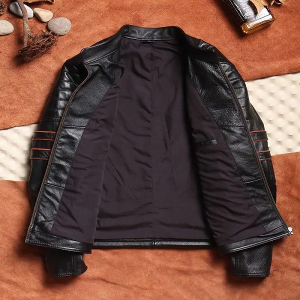 Embossed Riding Leather Jacket - Image 3
