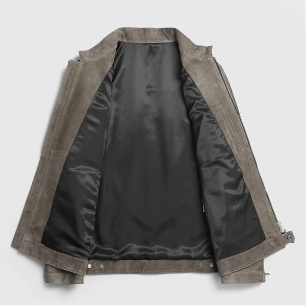 Gray Riding Leather Jacket - Image 4