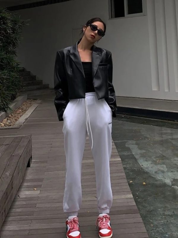 Cropped Leather Blazer