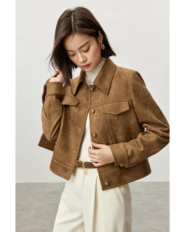 Shirt Style Suede Leather Jacket