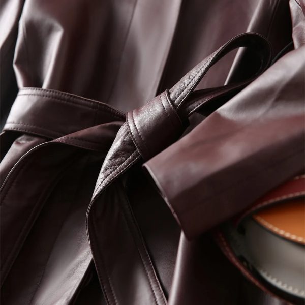 Leather Trench Coat Women's - Image 5
