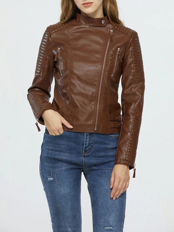 Women's Padded Leather Riding Jacket