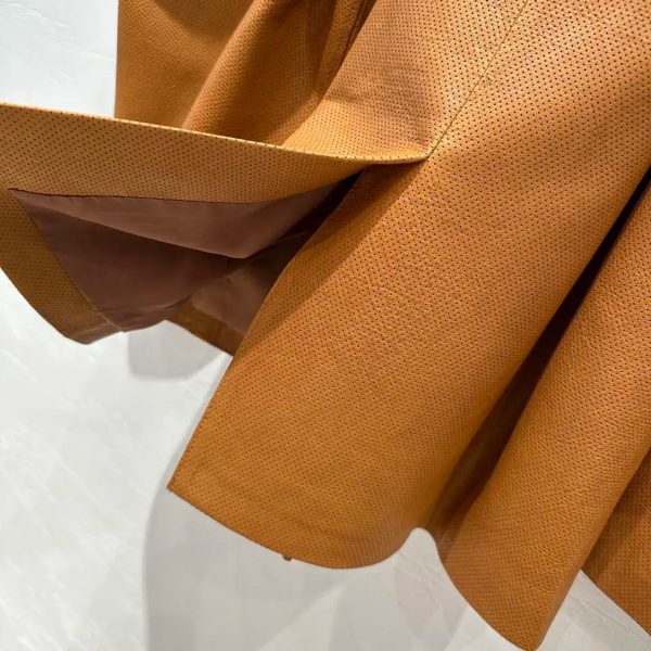 Double Breast Belted Leather Blazer - Image 5