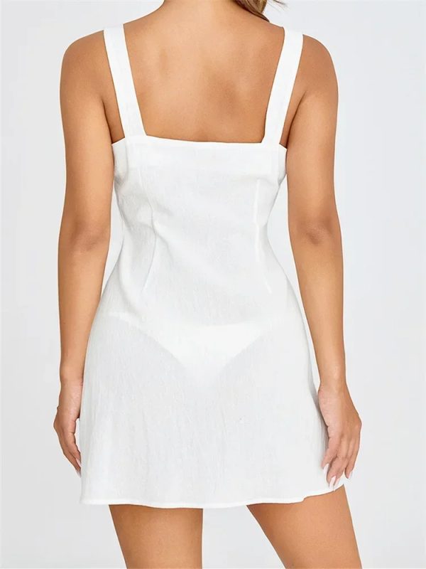Truly Aglow Ivory Tweed Button-Front Sleeveless Mini Dress - Image 3