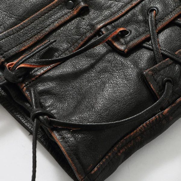 Rusted Riding Leather Jacket - Image 3