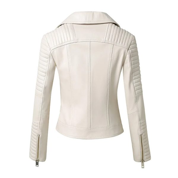 Asymmetrical Riding Leather Jacket - Image 3