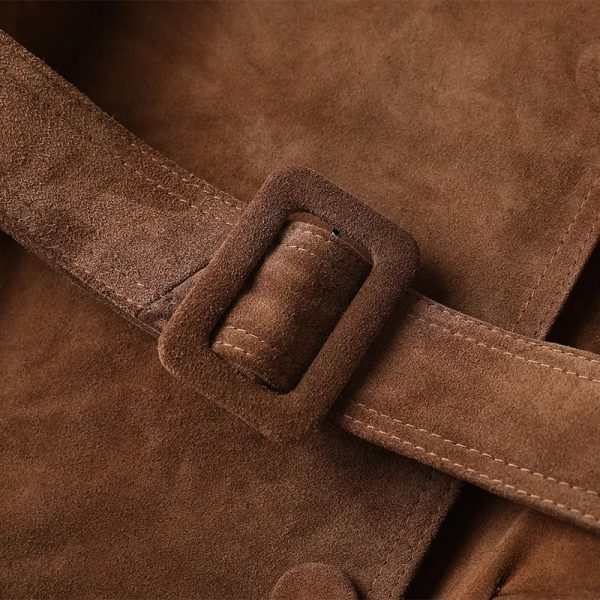 Jennifer Lopez Brown Suede Trench Coat - Image 6