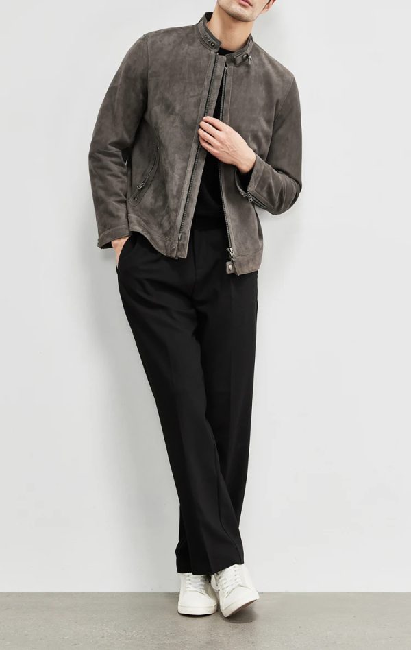 Gray Riding Leather Jacket - Image 6