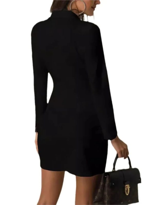 Double Breast V Neck Mini Dress - Image 3