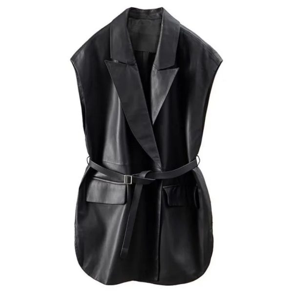 Sleeveless Leather Blazer