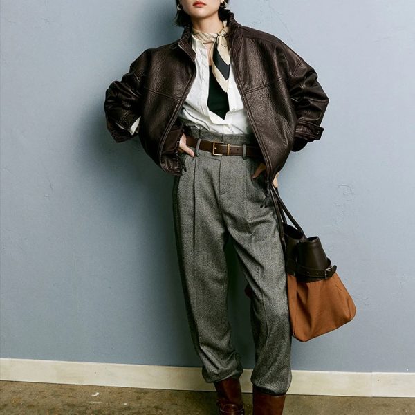 Balloned Oversize Leather Jacket - Image 5