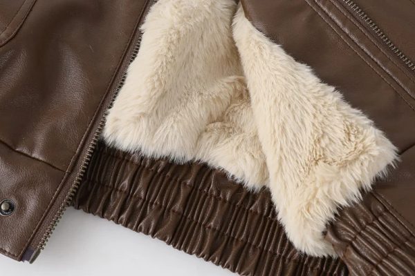 Shearling Leather Jacket For Men's - Image 5