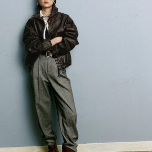 Balloned Oversize Leather Jacket