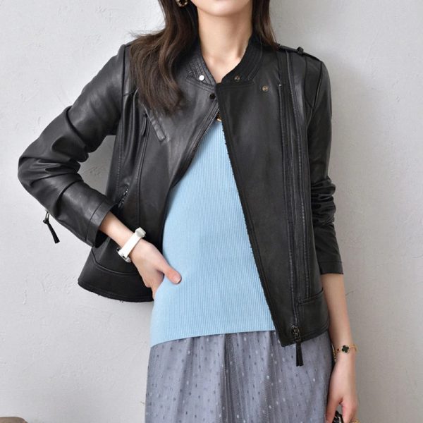 Riding Cowhide Leather Jacket - Image 4