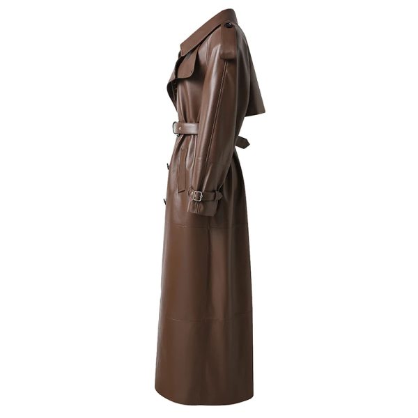 Leather Trench Belted Mac Midi Coat - Image 4