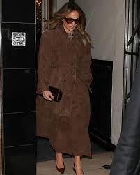 Jennifer Lopez Brown Suede Trench Coat
