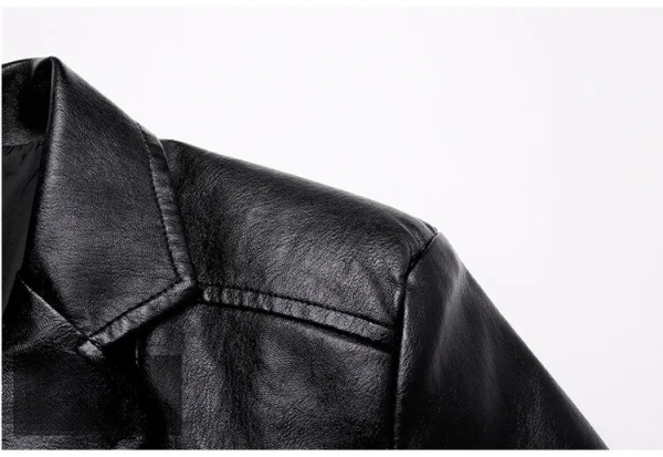 Two Button Notch Lapel Leather Blazer - Image 4