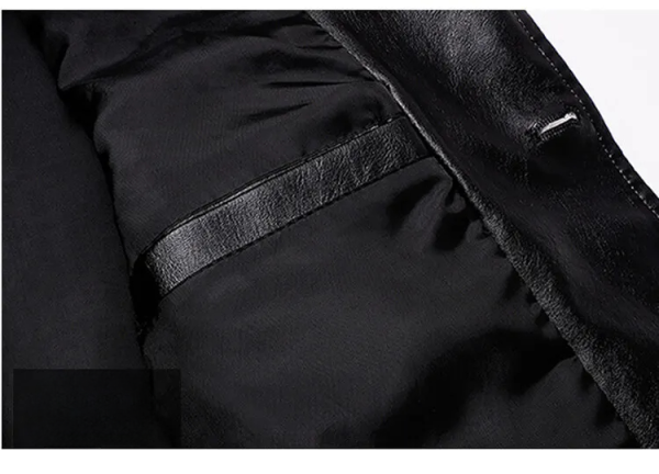 Two Button Notch Lapel Leather Blazer - Image 3