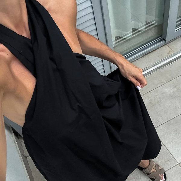 Backless Crossover Neckline Long Dress - Image 3