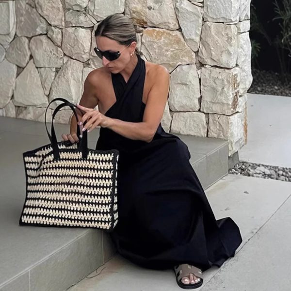Backless Crossover Neckline Long Dress - Image 6
