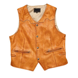 Premium Tan Leather Vest – Timeless Western Style