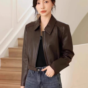 Eleganza Women’s Cropped Pure Leather Jacket