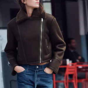 Heritage Luxe Women’s Brown Shearling Leather Jacket