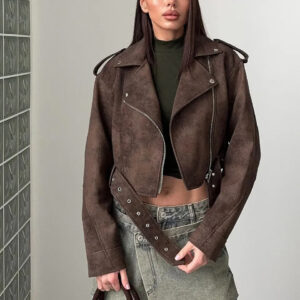 Pure Leather Cropped Biker Jacket