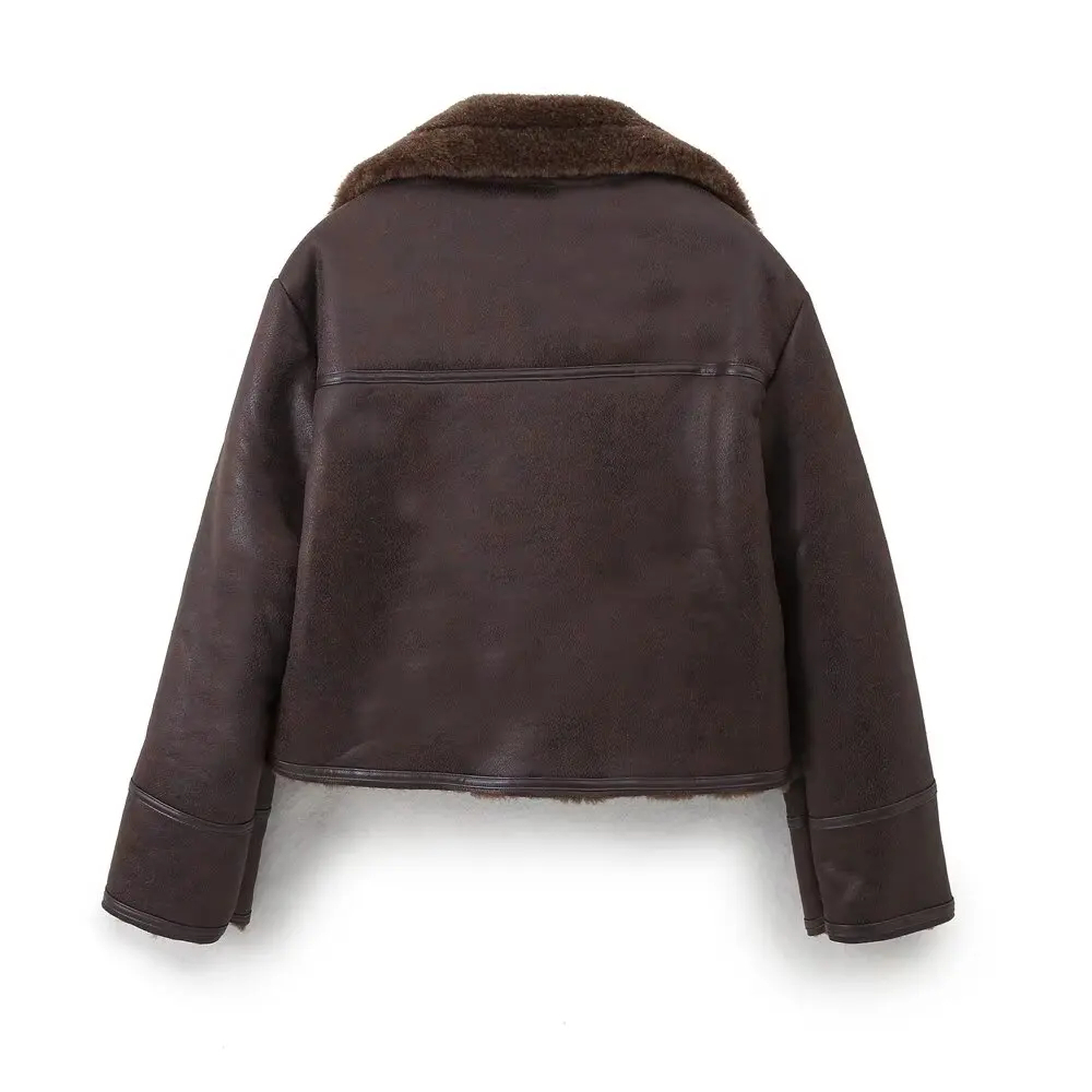Heritage Luxe Women’s Brown Shearling Leather Jacket - Image 2