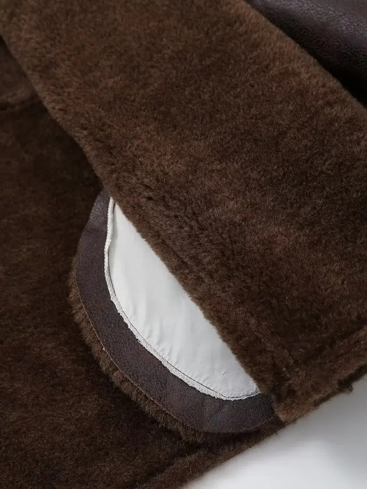 Heritage Luxe Women’s Brown Shearling Leather Jacket - Image 4