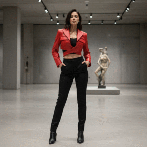 The Inferno Cropped Leather Blazer