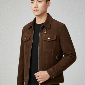 The Vanguard "Maverick" Brown Suede Trucker Jacket