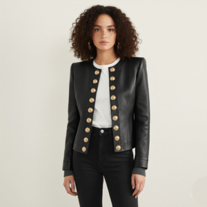 The Vanguard 'Commander' Genuine Leather Military Blazer