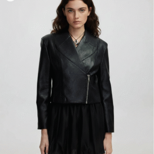 The 'Rebel Edge' Cropped Genuine Leather Moto Jacket