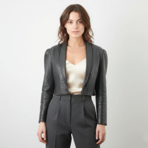 The Siren Genuine Leather Cropped Jacket