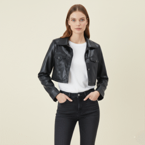 The "Apex" Premium Cropped Leather Shirt Jacket