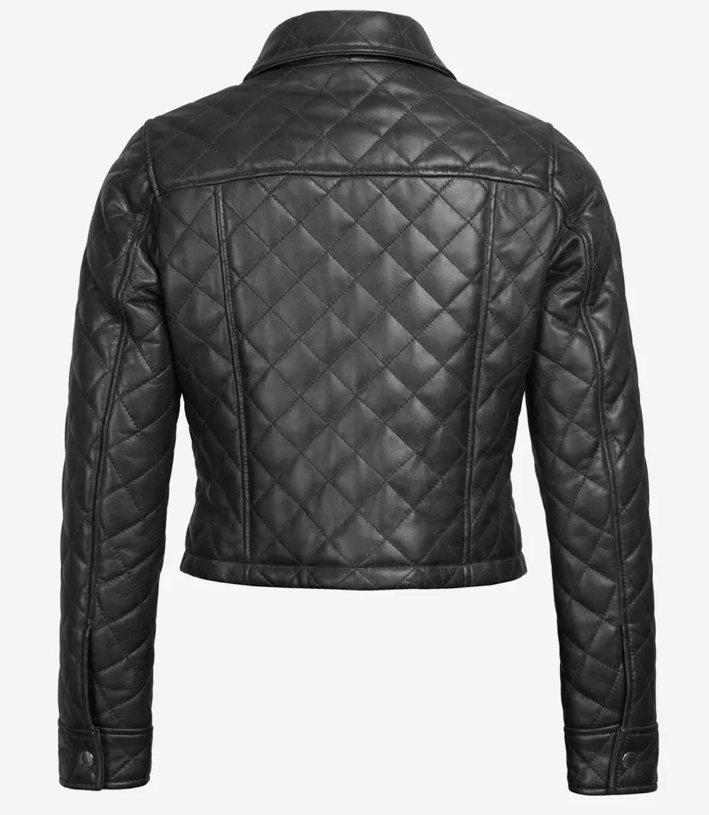 Diamond Quilt Leather Shirt Jacket - Image 5